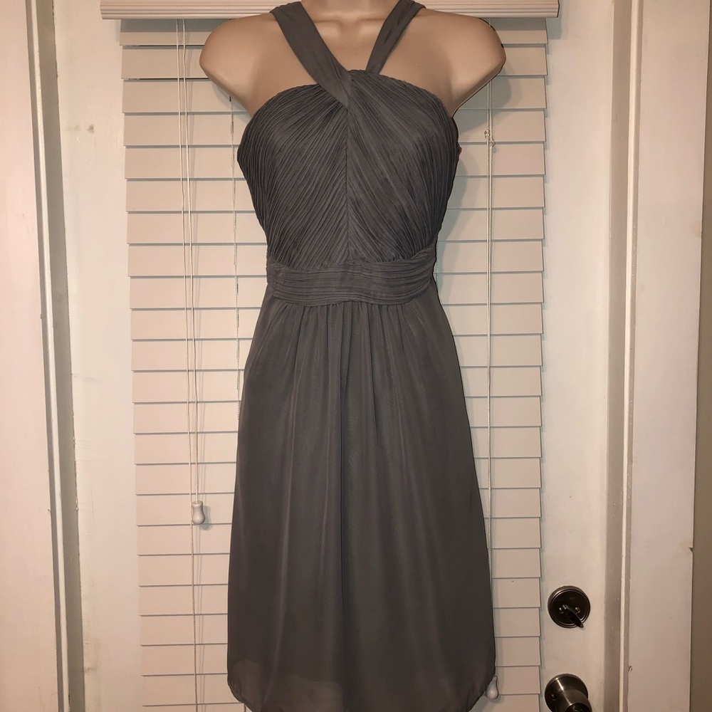 Tevolio Light Gray Halter High Low Dress